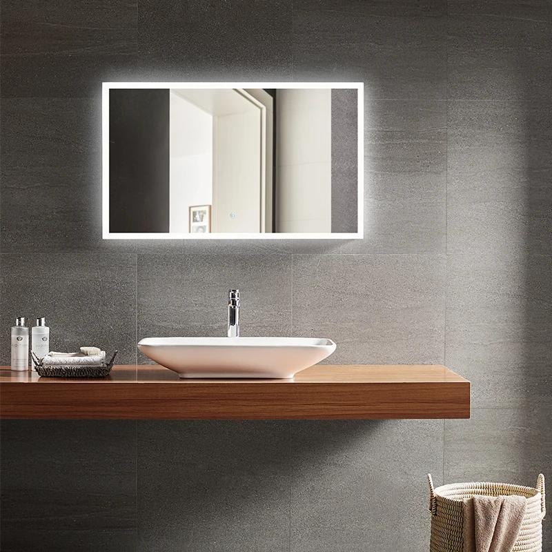 Frameless Makeup Large Led Rectangle Mirror Bathroom Touch Screen Smart Lighting Vanity Wall Mirrors