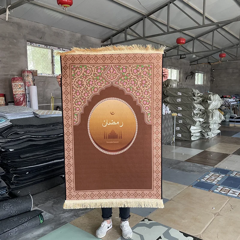 Libosa Factory Direct supply prayer printing prayer mat prayer Carpet Crystal velvet carpet living room worship blanket