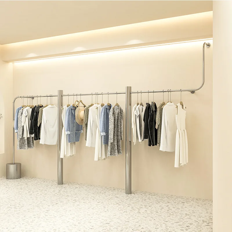 Custom Store Cloth Showroom Display Stands Women Clothes Display Racks Metal Retail Boutique Clothing Display Rack