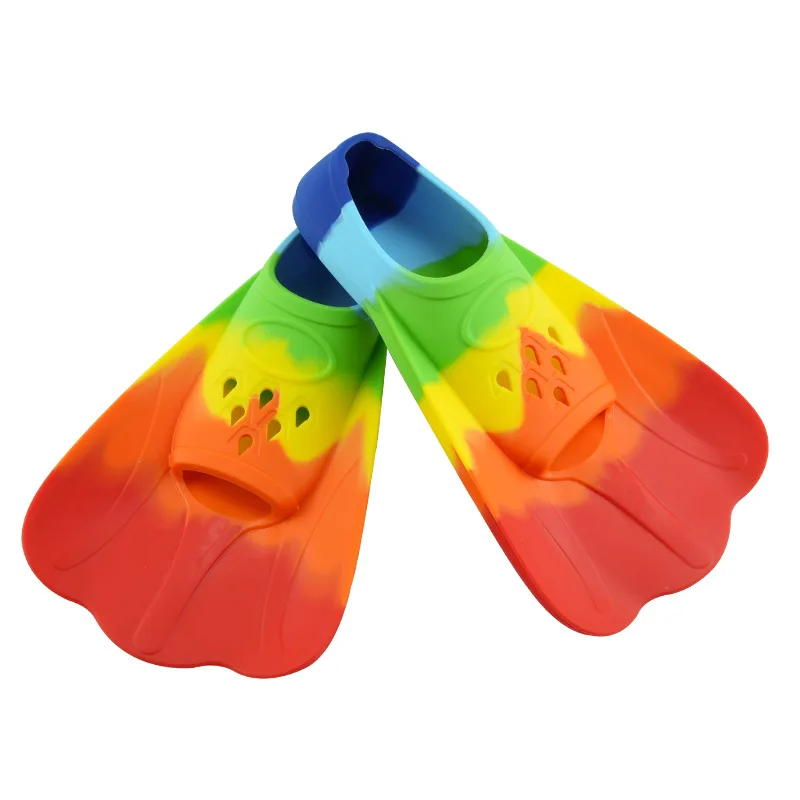 Short Youth Flippers Training Professional Silicone Swimming Fins For Kids Beginner