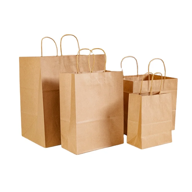 Without handle or with handles good quality shopping bags boba tea custom logo size kraft package paper bag for cup