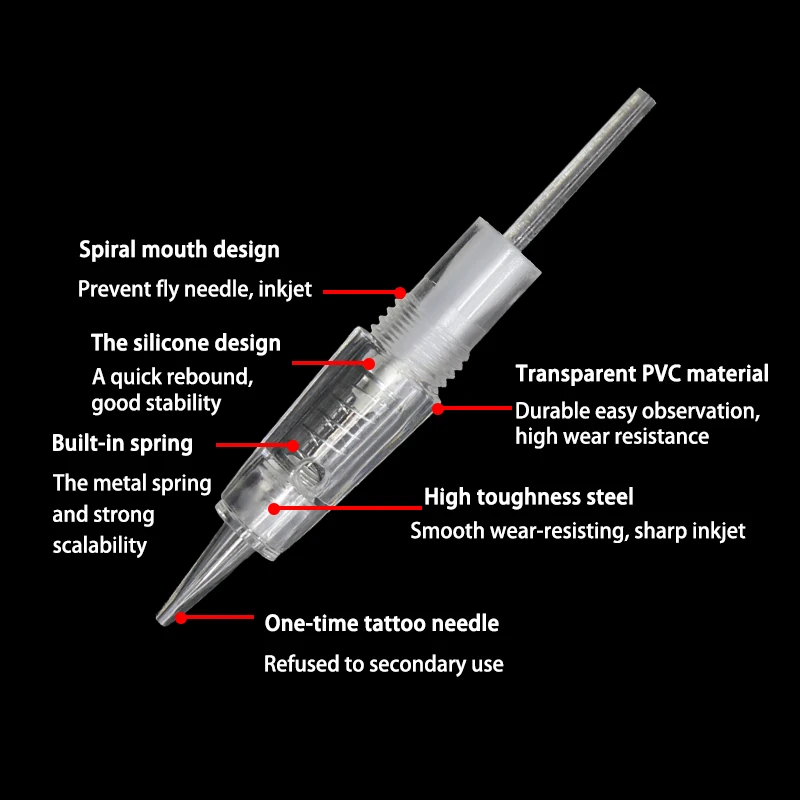 Professional Screw In Transparent Permanent Makeup Cartridge Needle Tattoo Cartridges Disposable Microblading Machine Needle