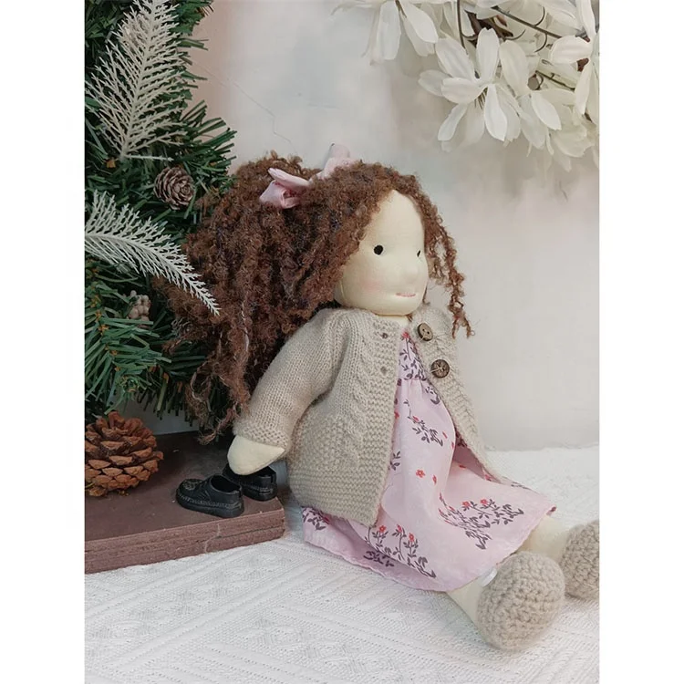 New handmade dolls for girls infant baby birthday gift handmade rag dolls for home blonde long hair with clothing in 12 inches