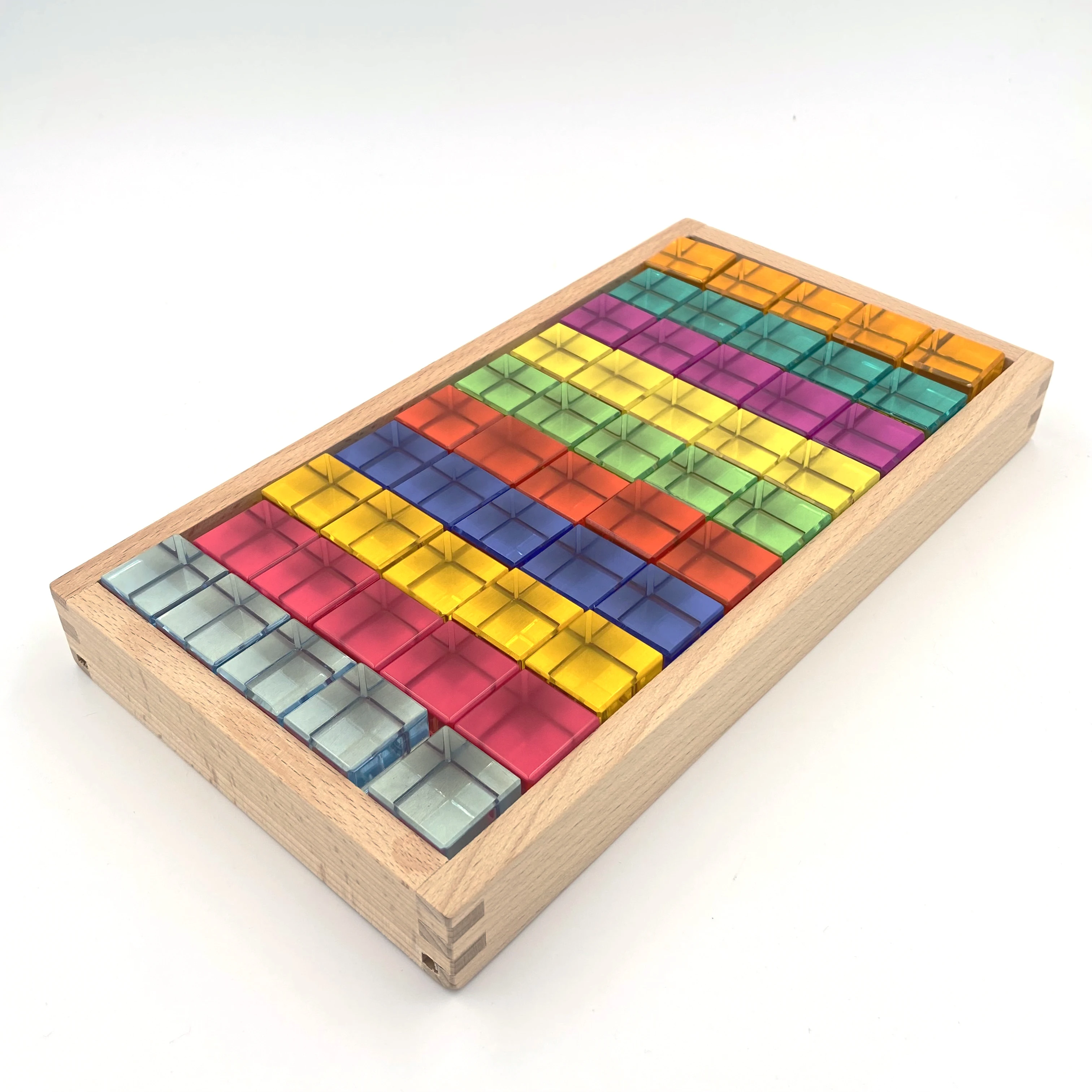 Wooden  sells 50PCS/ set creative blocks stacked wooden acrylic rainbow kindergarten wooden rainbow blocks