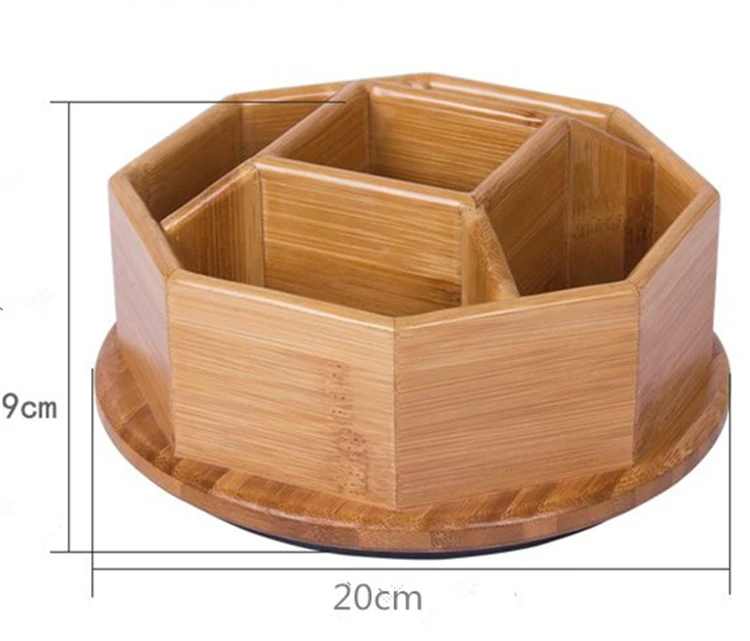 5 Slots Multiple-Use Bamboo 360 Rotating Makeup Organizer