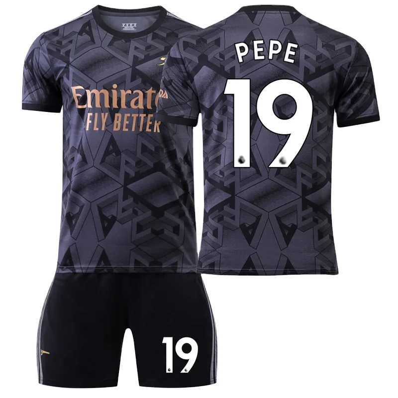 Wholesale 2223 Arsenal away black No. 7 Jersey Saka No. 9 resus obameiyang soccer suit set customization