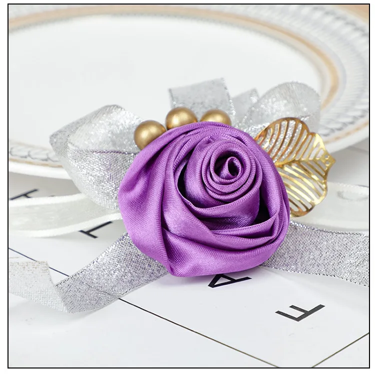 KS-286 Wedding Ribbon Wrist Corsage for Bride Bridesmaid Hand Flower for Party Prom Wedding Festival