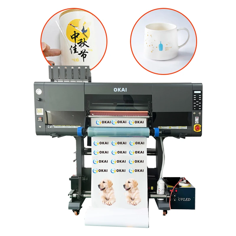 OKAI High Speed A1 DTF Uv Printer High Quality 60cm 3/4 Printheads Uv Printer For Crystal Label Sticker