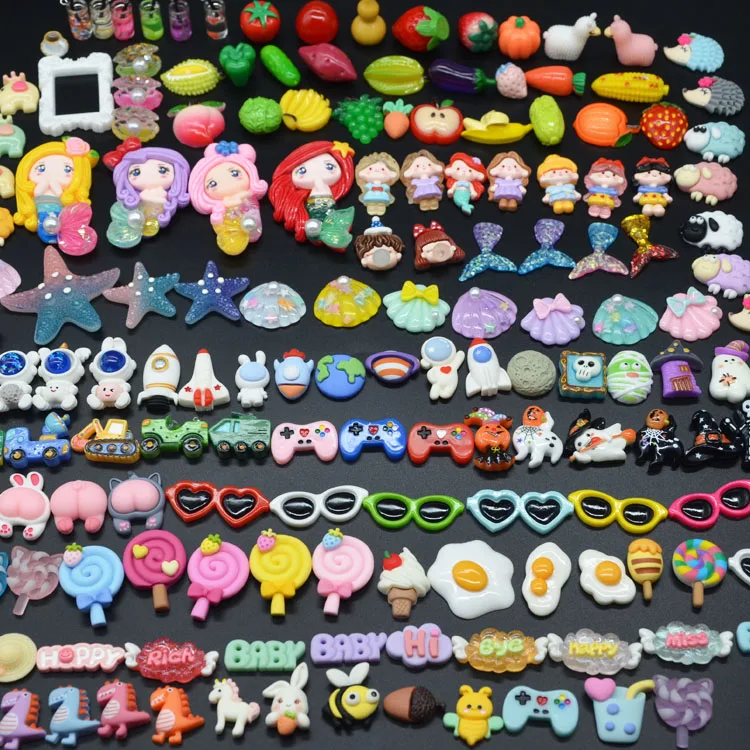 flatback cartoon miniature resin flower 3d ocean animal mix bow fruit candy charms for diy phone case shoe nail jewelry making