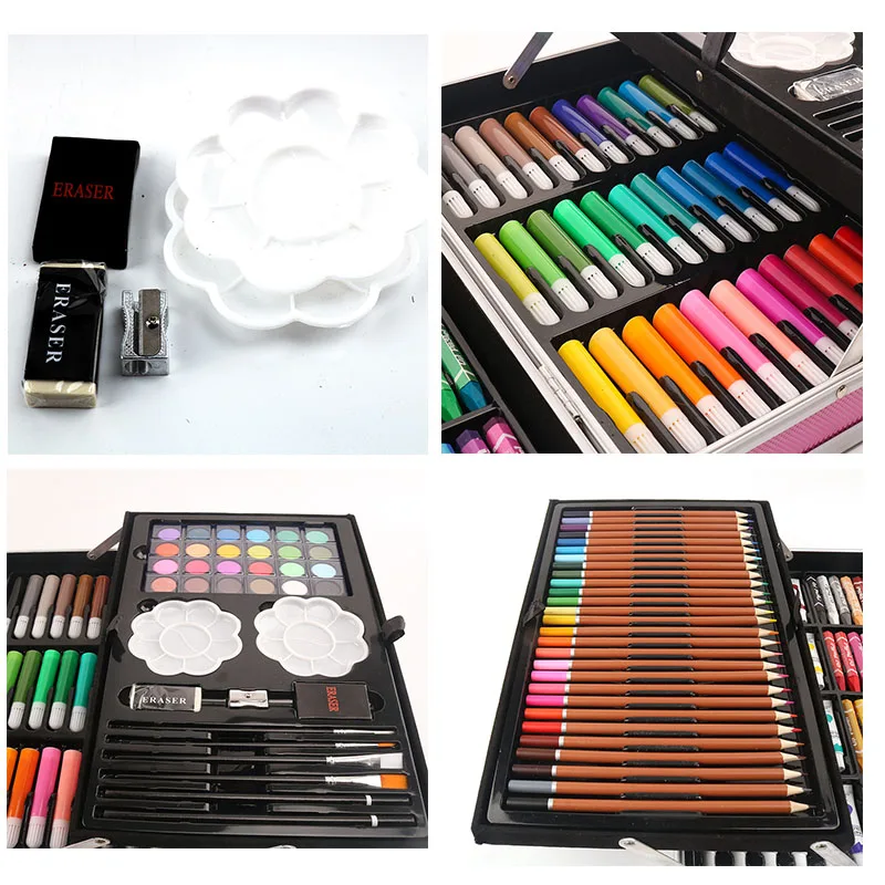 145PCS Aluminium Alloy BOX Packing DIY Art Stationery Set Painting Kit Colour Supplies Kids Drawing