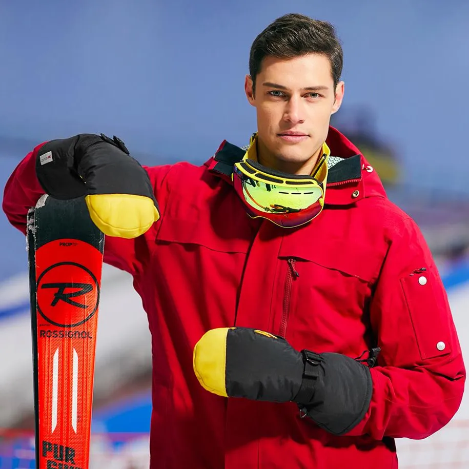 Leather Water Proof Winter Hiking Motorcycle Ski Snowboard Mittens Gloves Custom Logo Hand Warmer Men Women