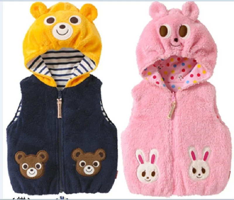 Китай, оптовая продажа, вязаный жилет из кроличьего меха с капюшоном для детской одежды