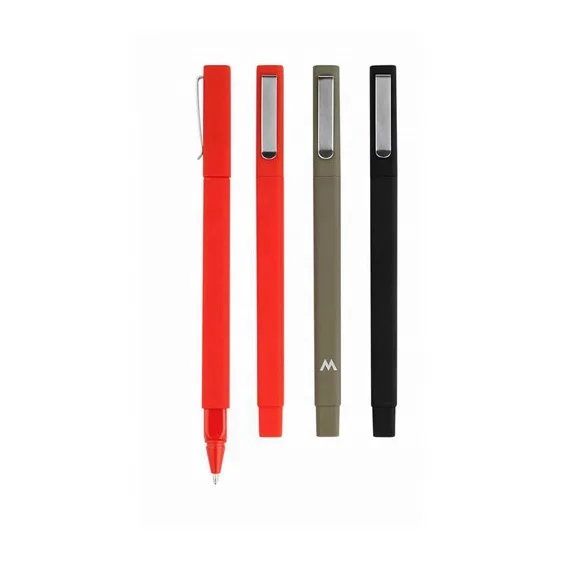 pen manufacturer promotional printed customize logo hotel Rubber coated metal clip golden black square pens for promotion