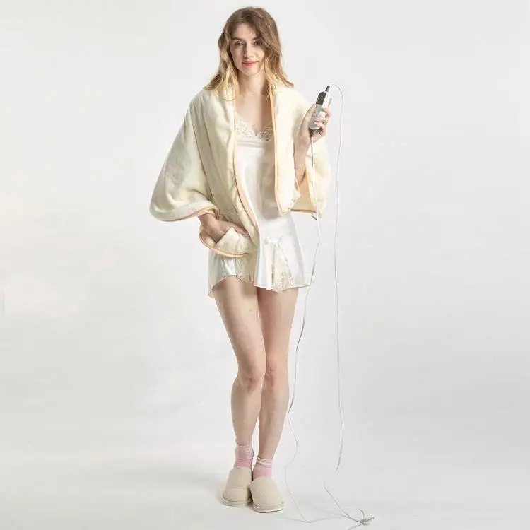 Hot selling white round flannel heated throw blanket