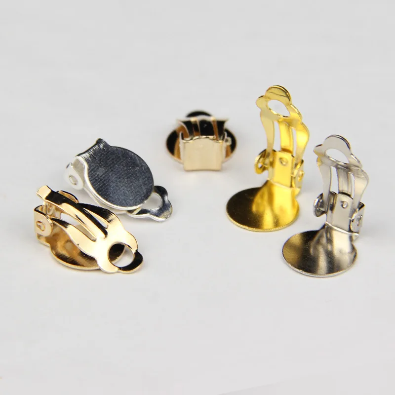 200pcs/bag Metal Clip On Earring Finding fit Silicone10mm Pad Frog Ear Parts Jewelry Non Pierced Earrings clips