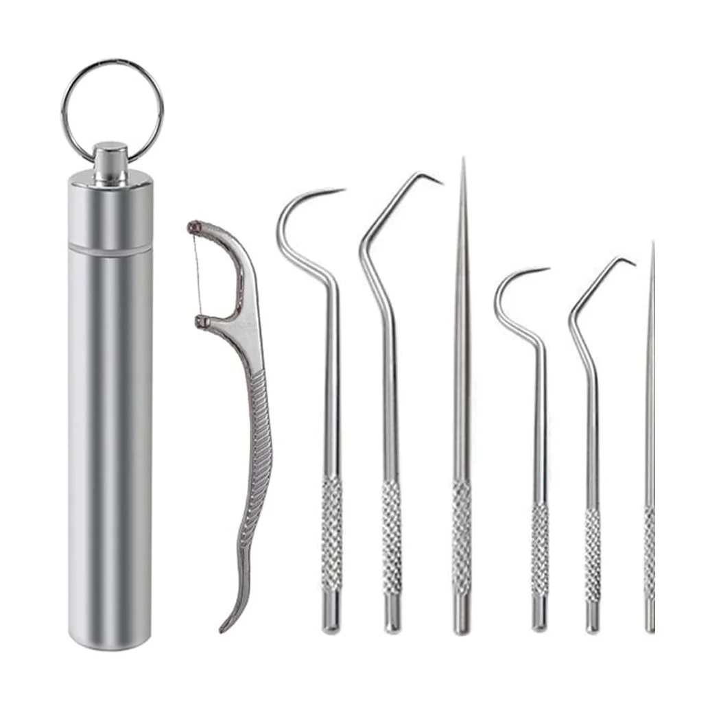 Eco Friendly 4 Pieces Portable Titanium Stainless Steel Metal Travel Outdoor Pocket Toothpick