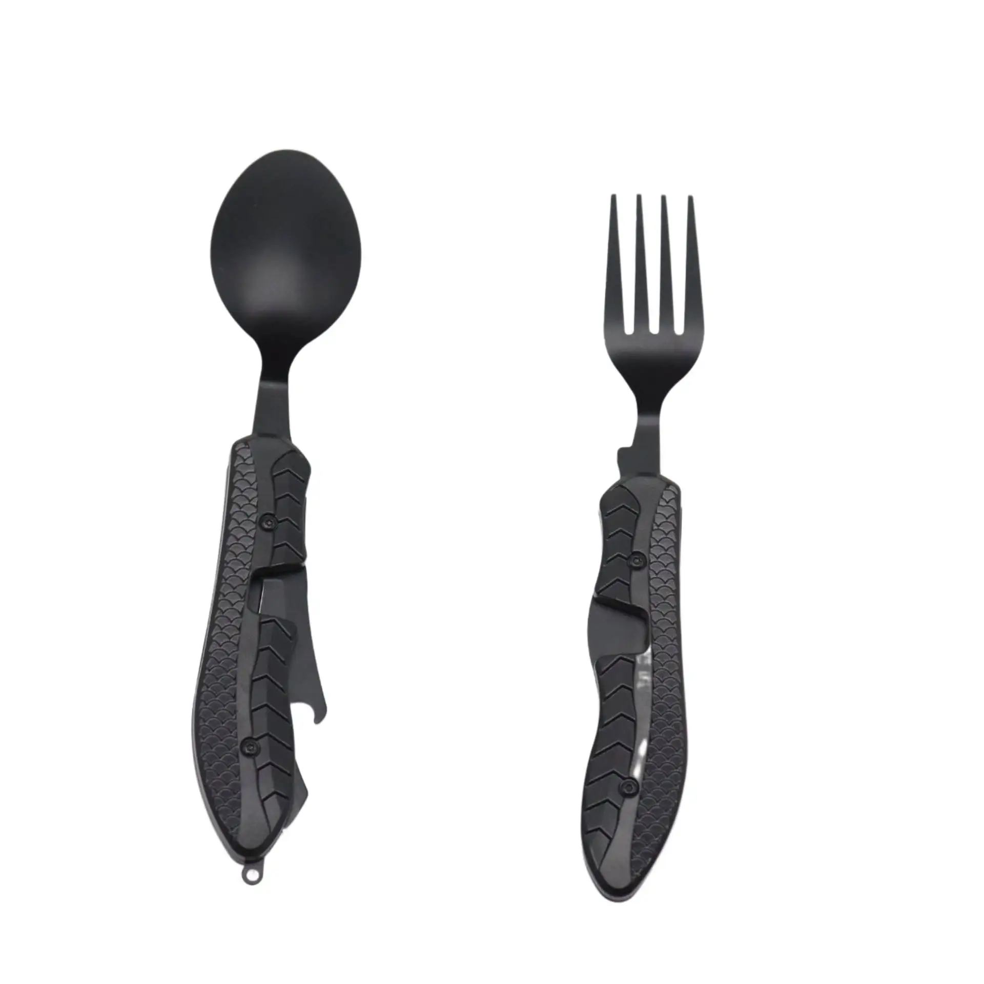 Multitool Outdoor Camping Utensils 4 In 1 Portable Stainless Steel Foldable Spoon Fork Knife Bottle Opener Cutlery Set