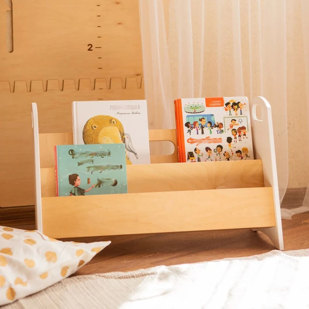 LM KIDS Wood Bookshelf With Montessori Furniture Bookshelf   Storage Assembly Kids Book Rack