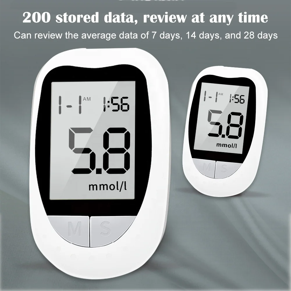 Blood Glucose Meter Glucometer Kit Diabetes 50 Test Strips+50 Lancets Needles Medical Blood Sugar Meter mg/dl mmol Code Free