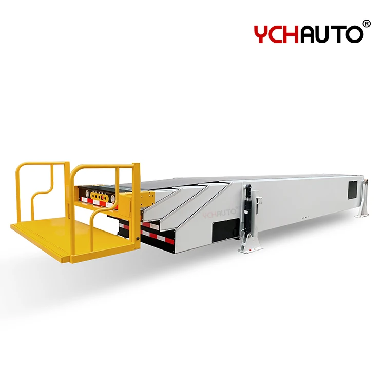 Customized telescopic belt conveyor with standing platform loading unloading bags with pvk belt expand reach into container