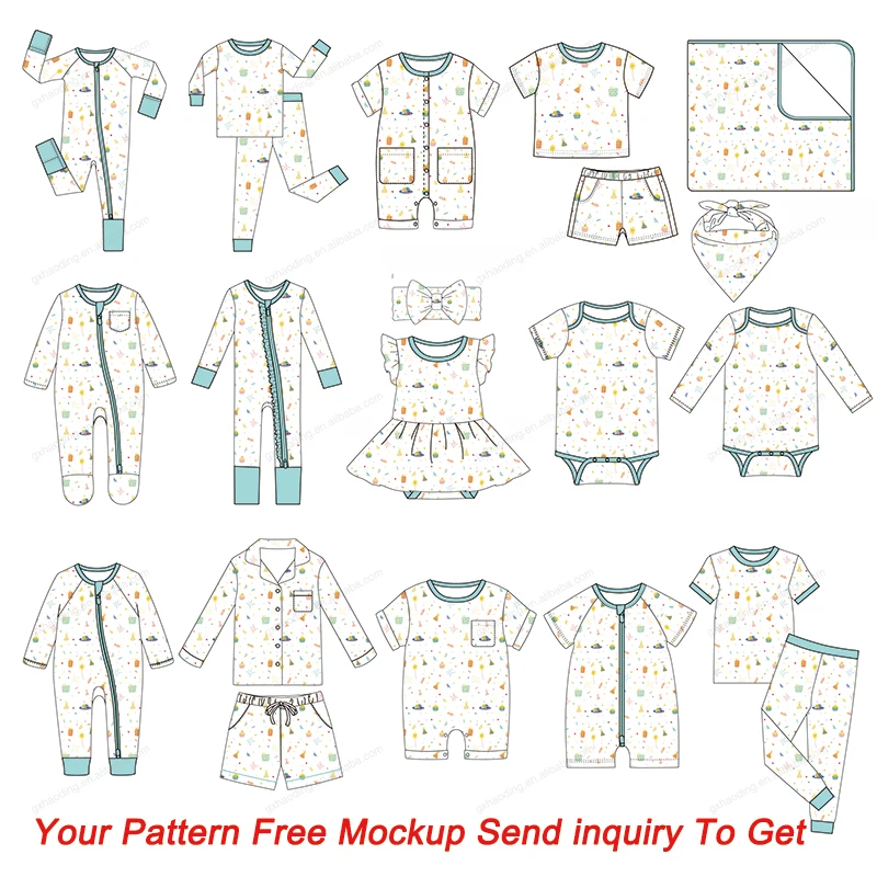 Custom Patterns Printed Long Sleeve Knit bamboo Baby Girls Rompers Summer Zipper Toddler Kid Pajamas Sleepwear Clothing For Baby
