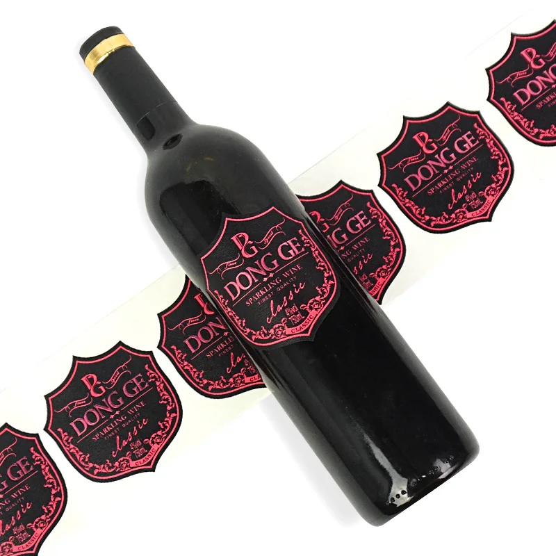 Custom Wine Product Roll Self Adhesive Logo Embossed Foil Textured Paper Label Sticker