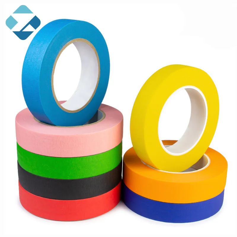 Custom high temperature automotive painter blue&green colored paper masking print tape with logo