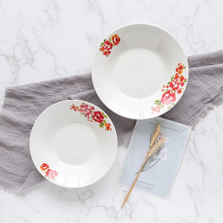 
A variety of patterns can be set deep plate, home hotel ceramic soup plate can hold vegetable soup fruit plate 