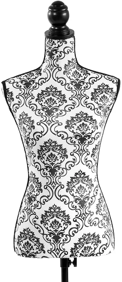 
Female Mannequin Torso Dress Form Black Tripod Stand Display Modern Style 