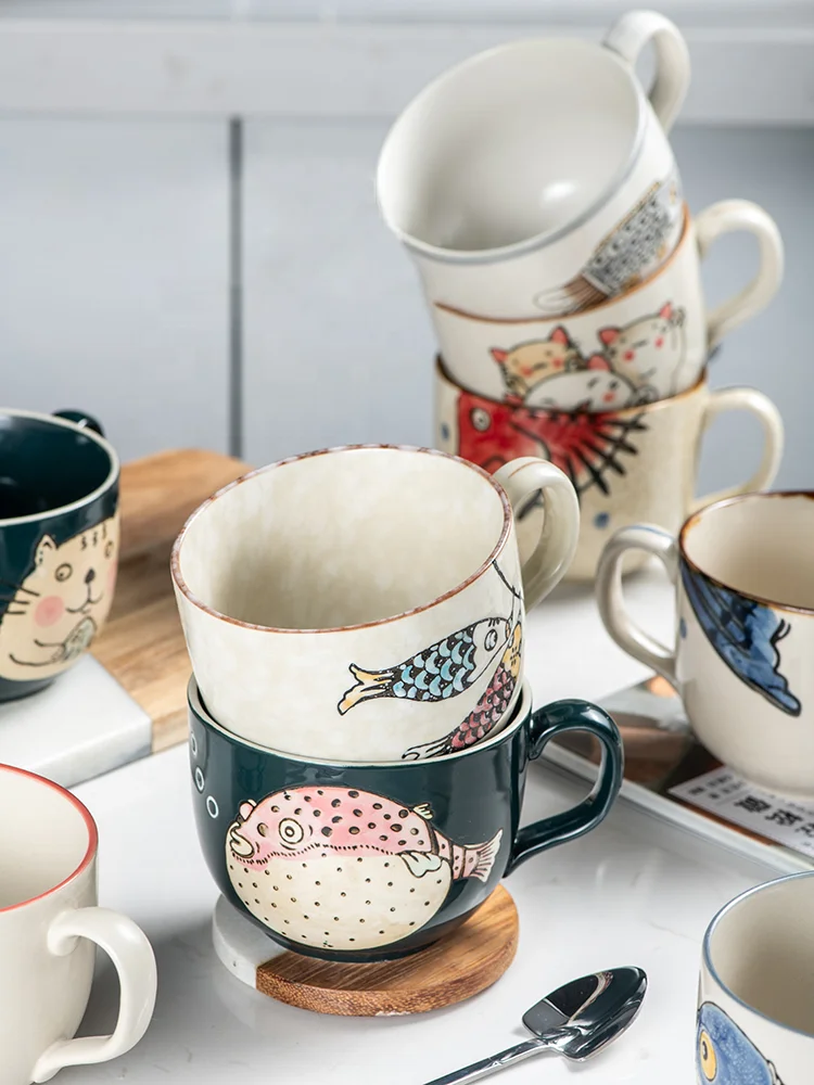 Factory wholesale 500 ml white cups mugs ceramic stoneware coffee travel mug