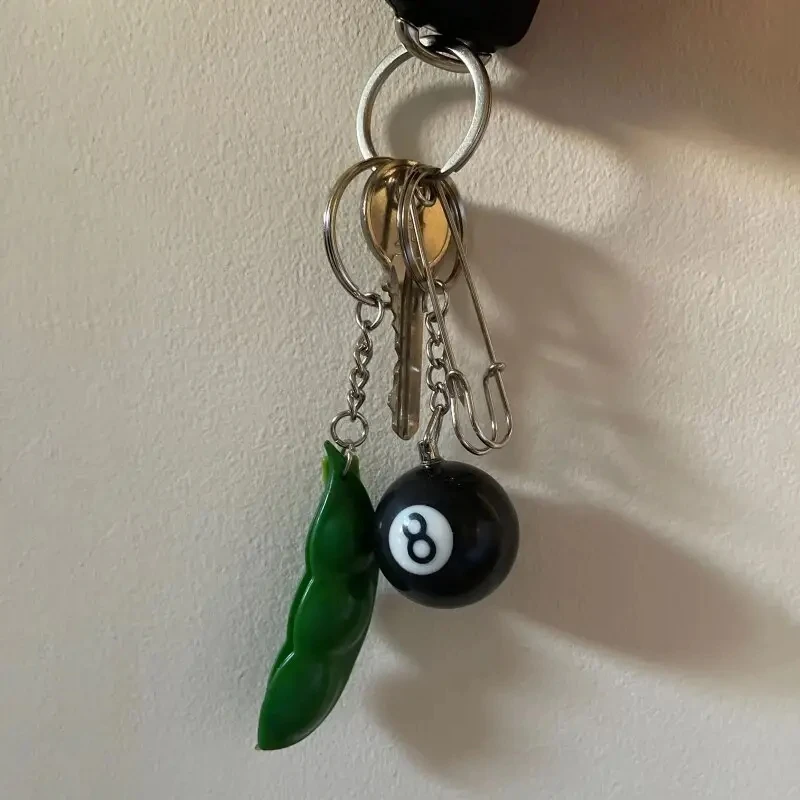 Fashion Simulation Resin 2.5cm Mini Magic Billiard Black 8 Ball Keychain for Gift