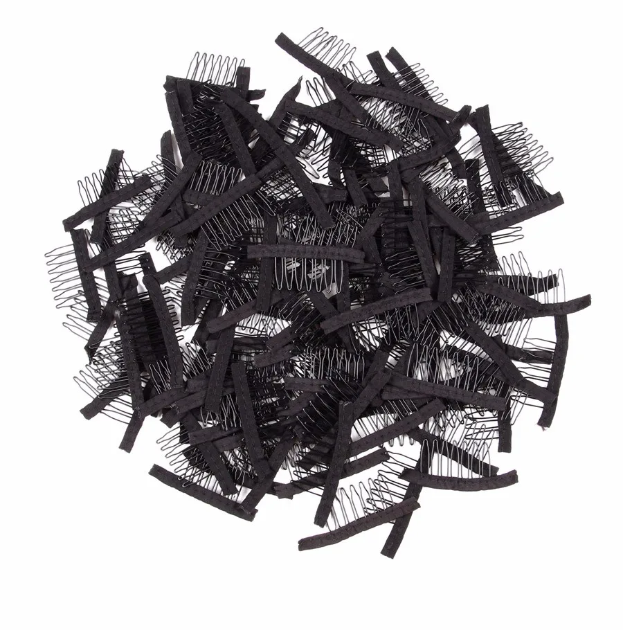 Hot Sale 7 Teeth 6 Teeth Wig Clip Comb Black Metal Stainless Steel Wig Combs for Making Wigs Ponytail Hair Extensions