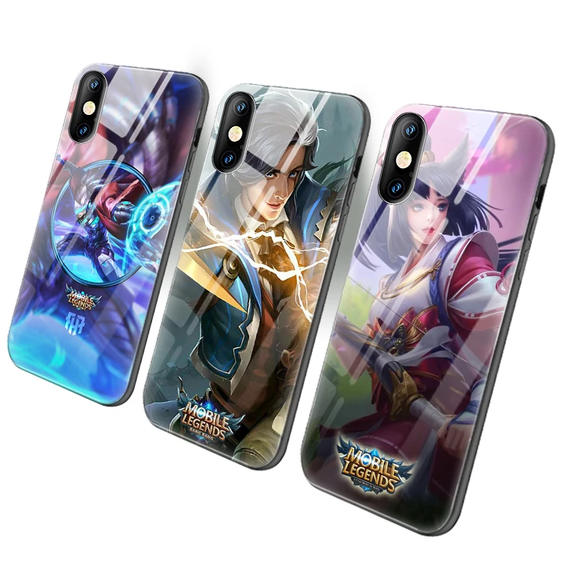 DIY Print mobile legends TPU Glass phone case for iPhone 11 X Phone Cover for Samsung Galaxy S10 A50 A70 Hard Mobile phone case