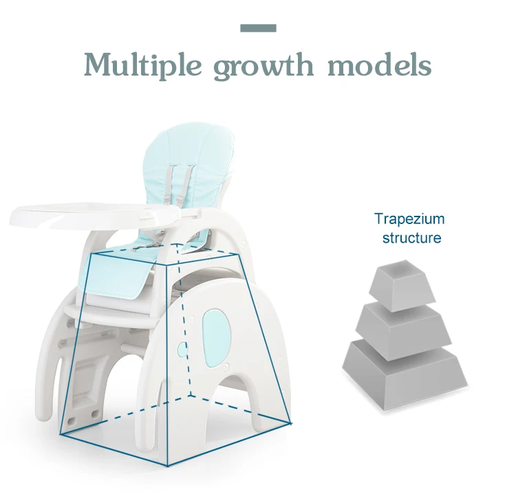 Многофункциональный пластиковый 3 в 1 стул для кормления Регулируемый простой в установке детский стул для кормления