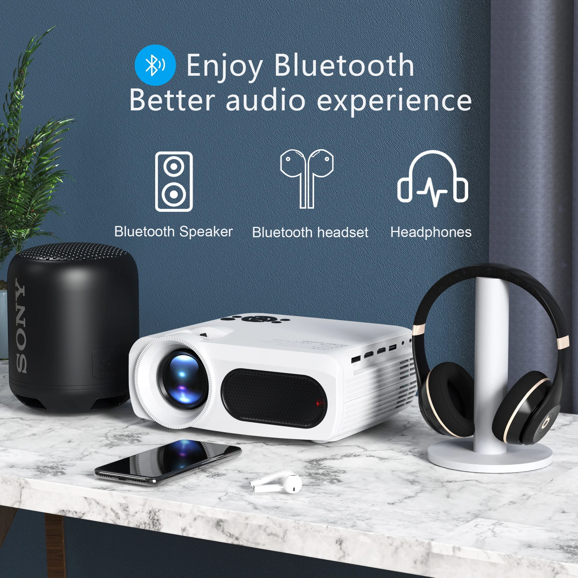 2023 новый проектор M7 300ANS lumens 2 4G + 5G двойной Wi-Fi Поддержка 8K видео Amlogic T972 Android 9 0 2GB