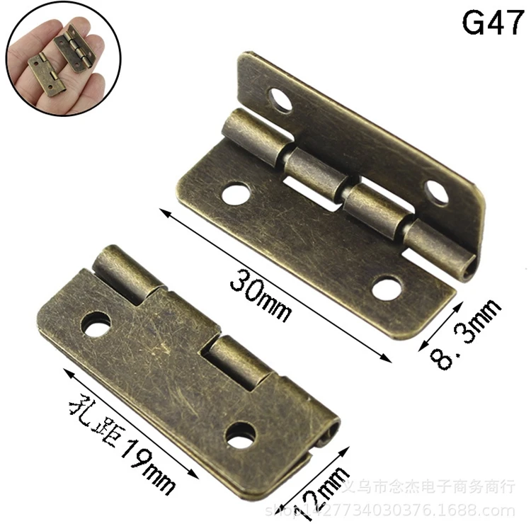 Bronze Metal Decorative Hinge Plated Hardware Craft Gift Jewlery Box Furniture Hinge Wholesale Small Brass for Wooden