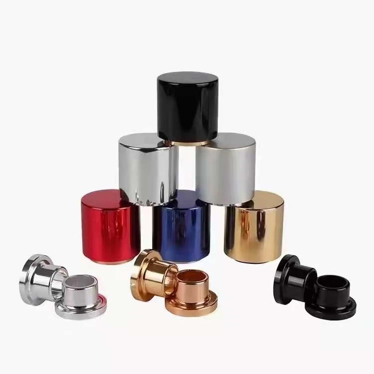 red white black color customized magnetic caps with aluminum collar  FEA15mm for glass bottles perfume bottles