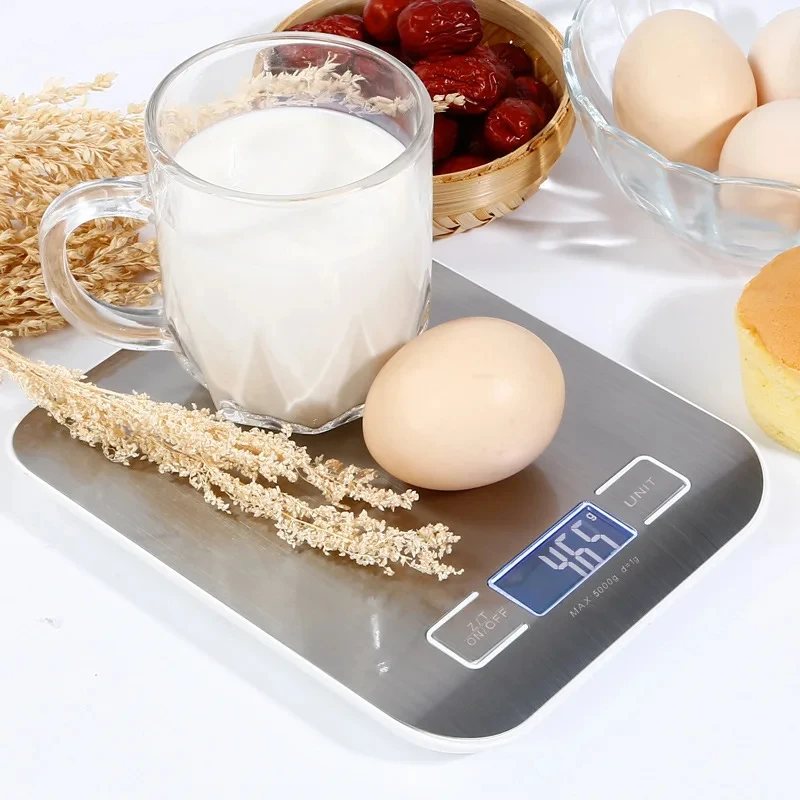 Electronic Digital Scales 5kg 10kg 1g Weights Scale Stainless Steel Food Balance Measure Tools LED Display Kitchen Scale Black