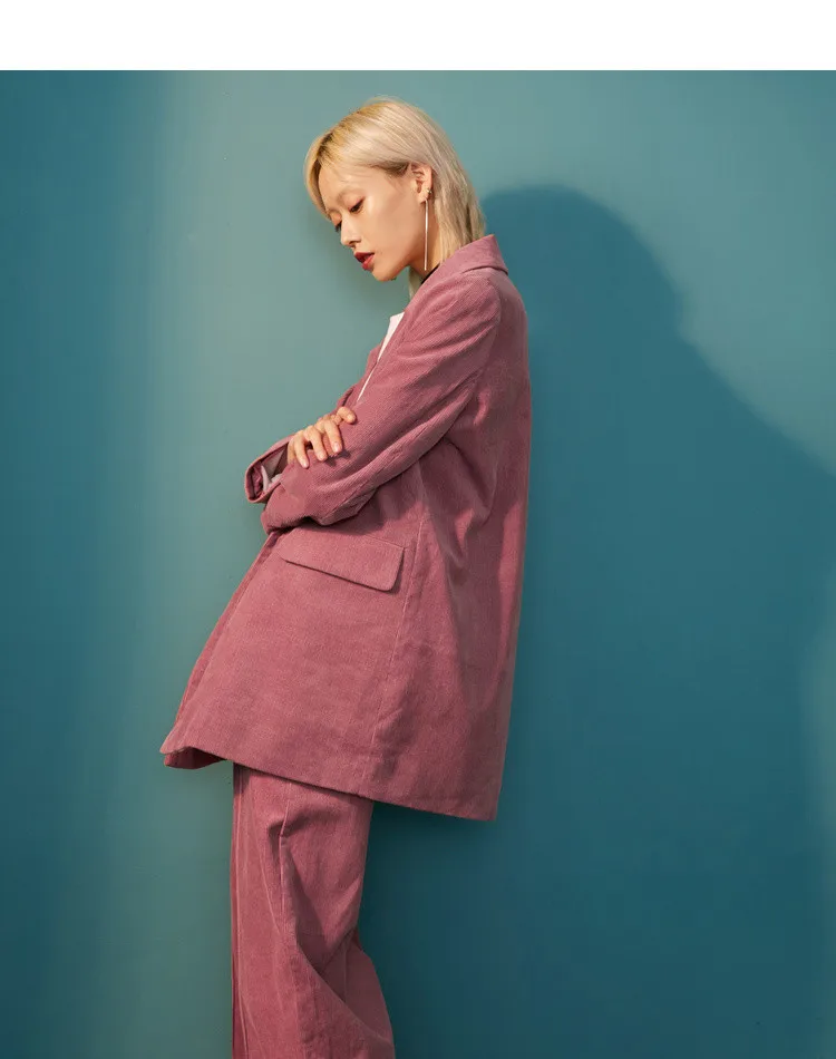 
New Design Pink Retro corduroy suit for women fashion suit 