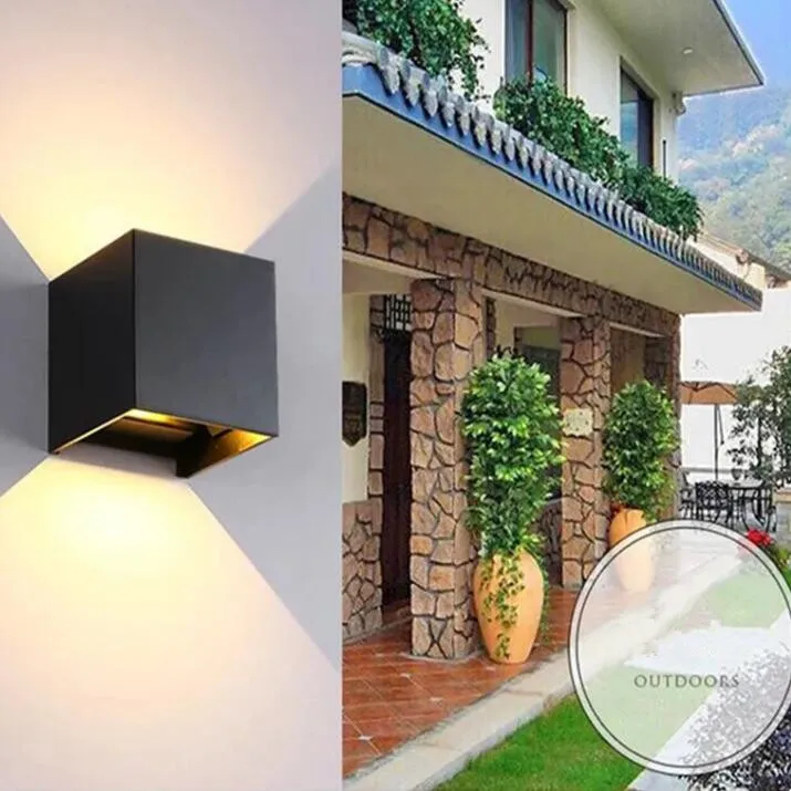 Dimmable COB Modern Adjustable Surface Mounted LED Wall Lamp Outdoor Waterproof Wall Light Garden