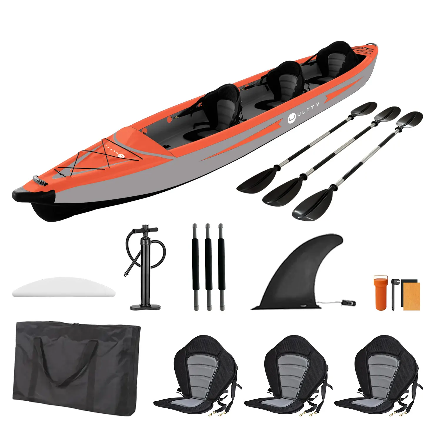 ULTTY Good Selling Folding 2 Person Fishing Canoe Inflatable Boat Kayak Paddle