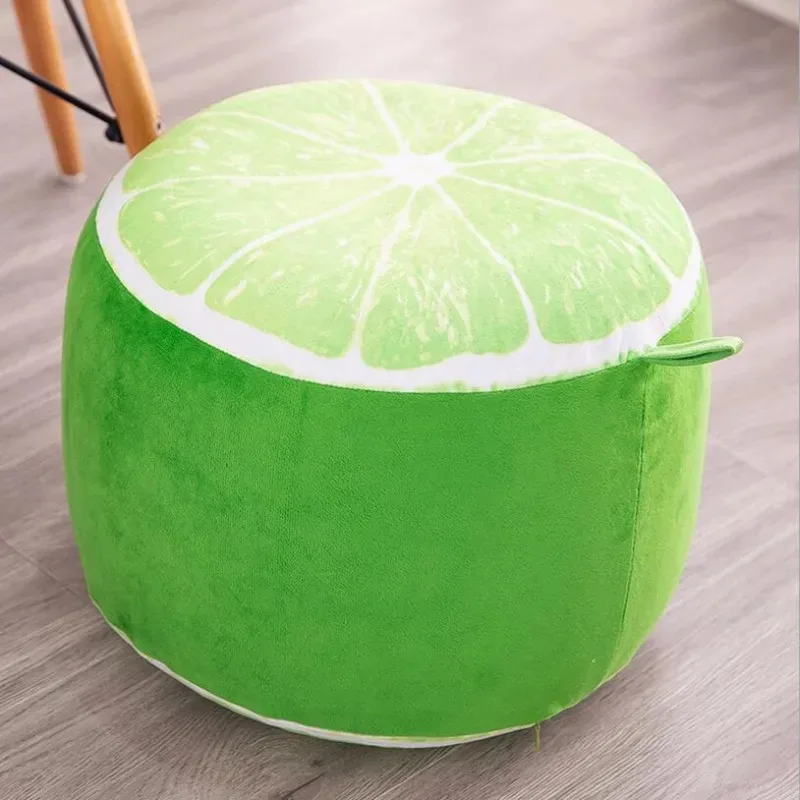 Promotional Inflatable Stool Thicken Cotton Cover Cartoon Plush 3D Fruit Home Decoration