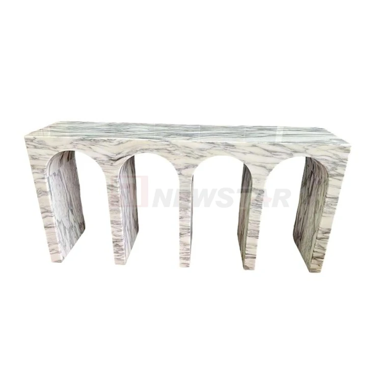Newstar Luxury Arch Design Custom Marble Calacatta Viola Stone Console Table Entryway Table