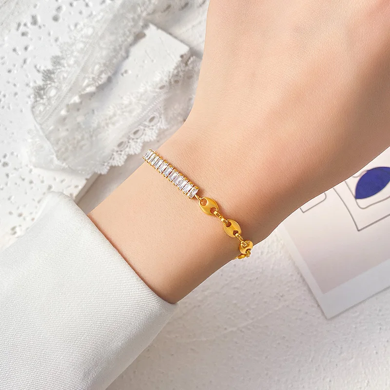 Pig Nose Chain And Tennis Ball Stainless Steel Minimalist Variety New Gold Bracelet Design Zircon Party Pop It Bracelets