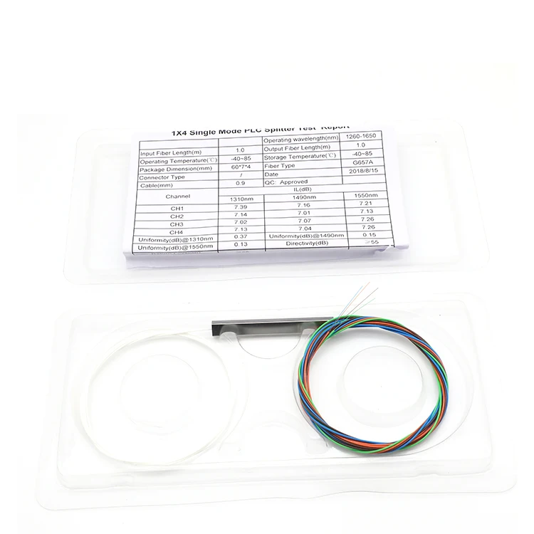 FTTH 1x4 без разъема plc сплиттер 1x 8SC/APC мини PLC оптический Волоконно-стальной Тип