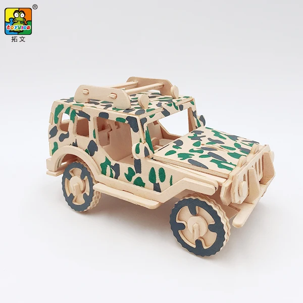 Kids science learning kit DIY race car laser cut wood toys vehicle Wooden Stereo Puzzle Educational Assembly Toy Puzzles Toys