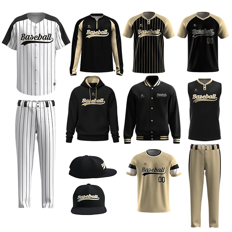 Custom Stripe Baseball Uniform Wholesale Plain Sublimation Logo Design Team Club Softball Jerseys Set