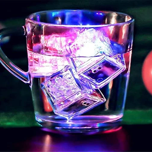 Multi Color LED Ice Cube Liquid Sensor Flashing Blinking Glowing Light up Ice Cubes for Drinks Party Wedding Bars Christmas