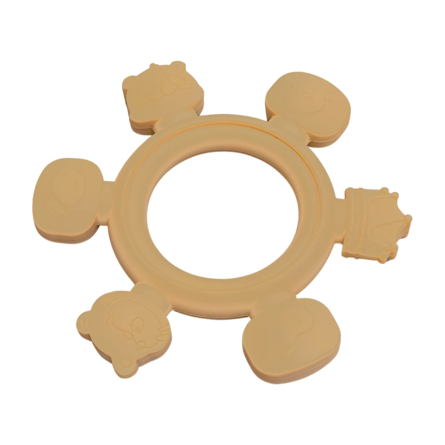 Direct wholesale great standard Baby Crochet Rattle Silicone Teether Ring Two-piece Animal Baby Toy Set