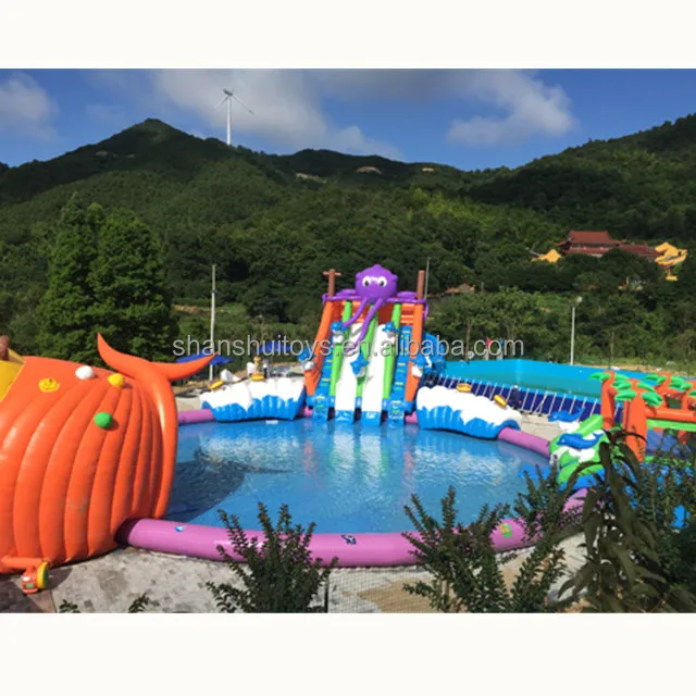 outdoor Inflatable water games wholesale water park equipment inflatable obstacle course inflatable water splash park toys